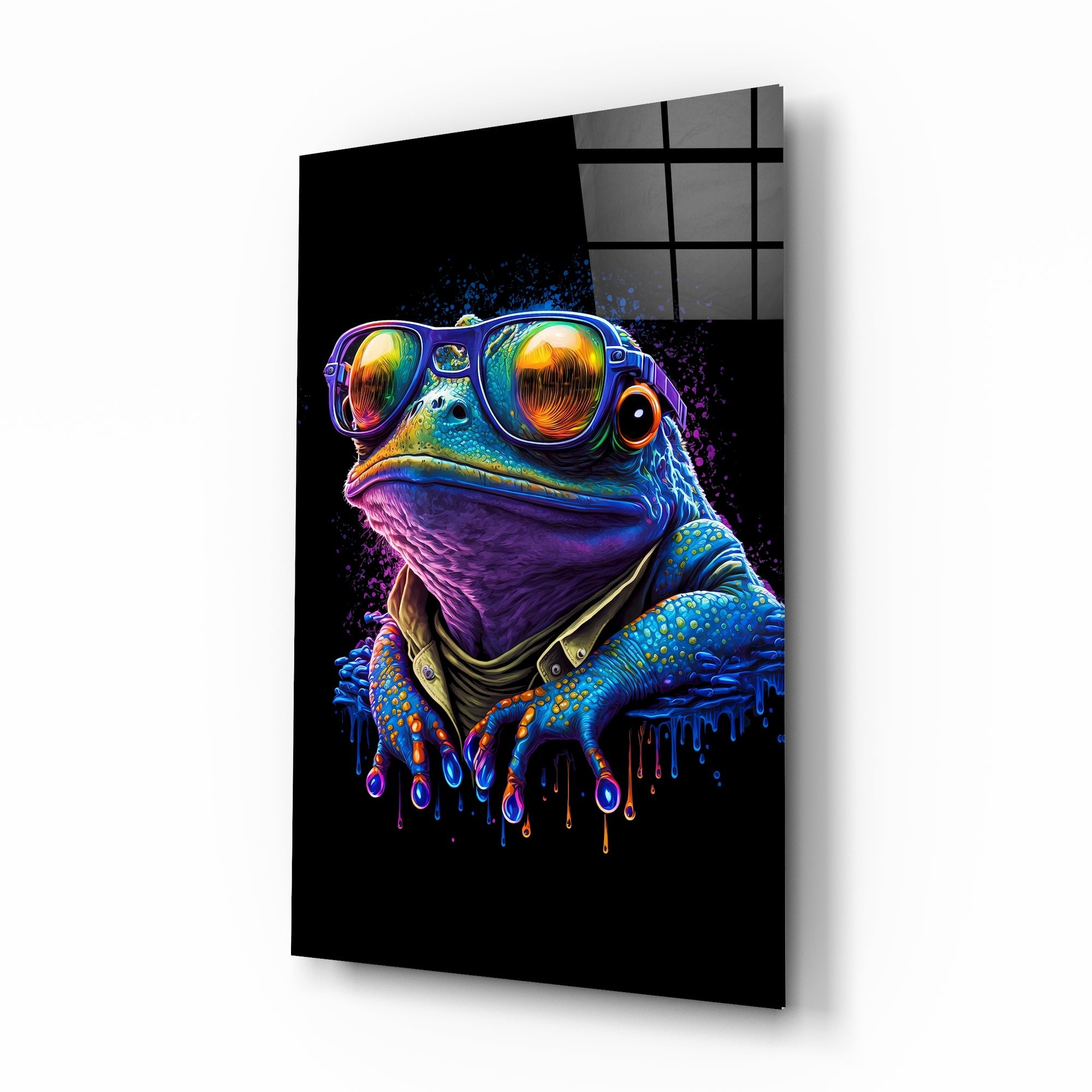 Cool Frog Glass Wall Art || Designers Collection