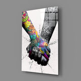 Hand in Hand Glass Wall Art