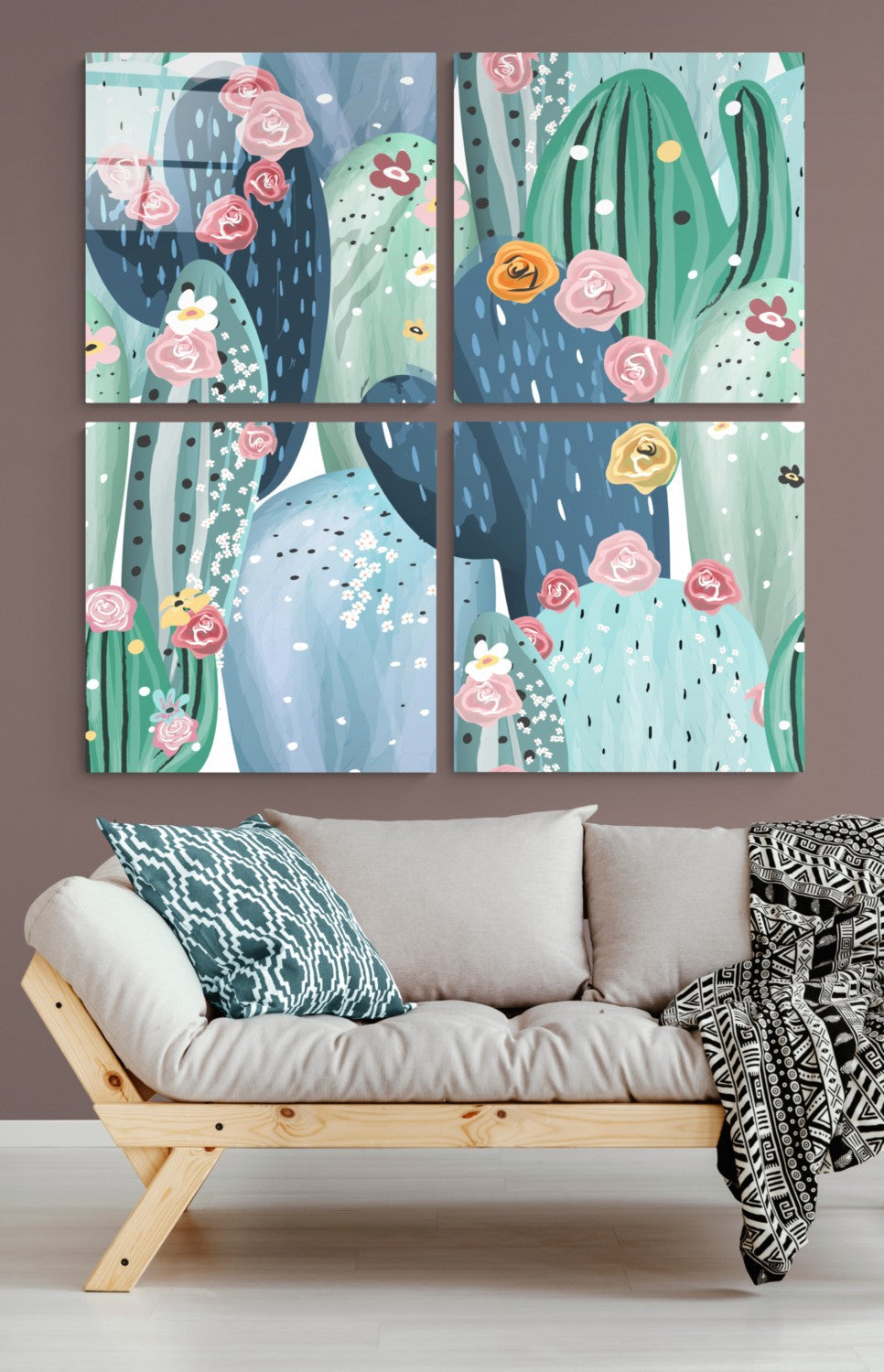 Cacti Quadro Glass Wall Art